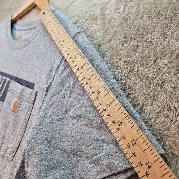 Carhartt T-Shirt Spell Out Logo Pocket Tee Gray Relaxed Fit Short Sleeve Mens S - Picture 6 of 10